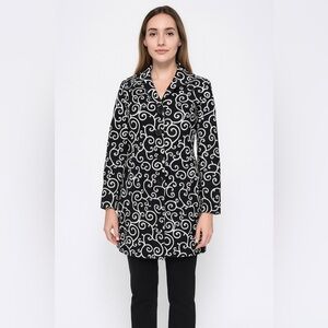 Charter Club Two Button Collared‎ Trench Overcoat with Bold Print NWOT